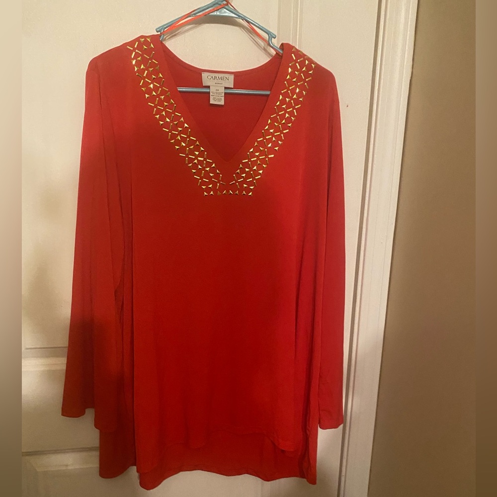 Carmen embellished Red blouse